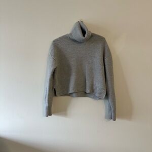 Arket Wool Cashmere Knit Grey Turtleneck Sweater Mock S Quiet Luxury Minimalist